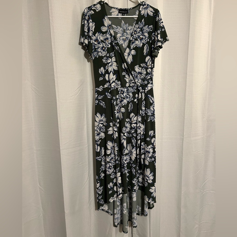 Floral High-Low Dress in Black and White